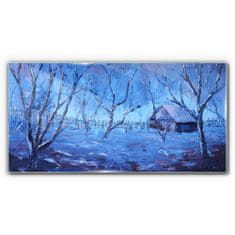 COLORAY.CZ Obraz na skle Abstrakce zimní sníh stromy 100x50 cm