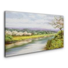COLORAY.CZ Obraz na plátně Strom řeka květiny krajina 100x50 cm