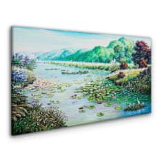 COLORAY.CZ Obraz na plátně Řeka květy květy kopce 120x60 cm