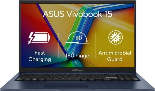 notebook Asus VivoBook 15 X1504ZA-BQ135W laptop Full HD rozlišení SSD M.2 PCIe NVMe tenký rámeček procesor Intel Core i7 12. generace Intel UHD Graphics integrovaná grafická karta výkon práce zábava 2023