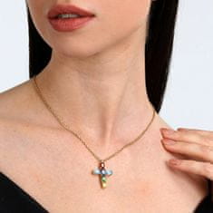 Morellato Moderní pozlacený náhrdelník s křížkem Colori SAVY02