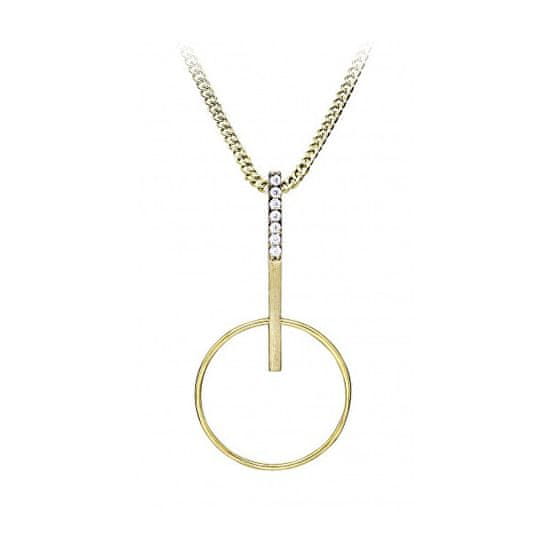 Silver Cat Minimalistický pozlacený náhrdelník se zirkony SC523 (řetízek, přívěsek)