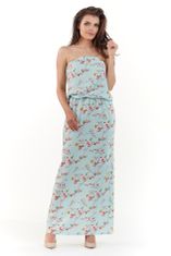 Awama Dámské květované šaty Lynene A219 nebesky modrá L