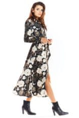 Awama Dámské květované šaty Lundry A324 hnědá M