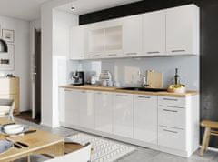 CASARREDO Kuchyně BURNS 260 cm bílá/bílá akryl lesk