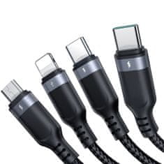Joyroom 4in1 kabel USB - 2x USB-C / Lightning / Micro USB 3.5A 1.2m, černý