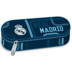 FotbalFans Oválný penál Real Madrid FC, Modrý, 230x55x90 mm, s kapsičkou na zip