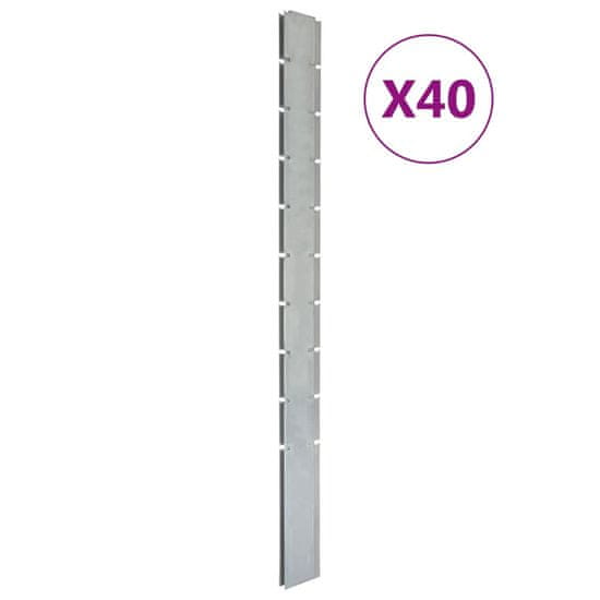 shumee vidaXL plotové sloupky 40 ks, stříbrná, 240 cm, pozinkovaná ocel