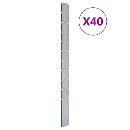 shumee vidaXL plotové sloupky 40 ks, stříbrná, 260 cm, pozinkovaná ocel