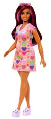 Mattel Barbie Modelka 207 - Šaty se sladkými srdíčky FBR37