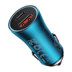 shumee Golden Contactor Max USB USB-C 60W QC rychlá nabíječka do auta, modrá