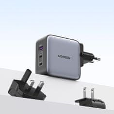 Greatstore Univerzální síťová nabíječka GaN USB 2xUSB-C konektory EU / UK / US - černá