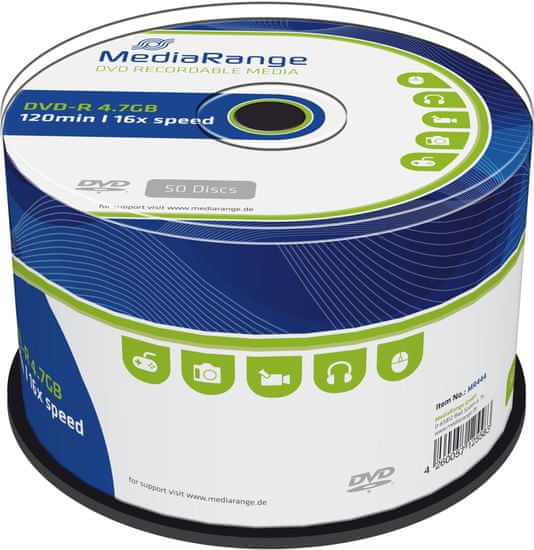 MediaRange DVD-R 4,7GB 16x, Spindle 50ks