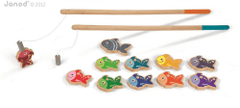 Janod Dřevěné magnetické rybářské udice pro děti Let's Go Fishing
