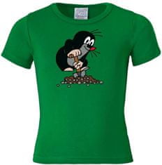 CurePink Dětské tričko Krteček: Zahradník (výška 122-134 cm) zelená bavlna