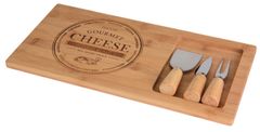 PRO Prkénko na sýr bambus sada 4díl.(prkénko 38x18,5x1,5cm, 2x nůž, 1x vidlička)