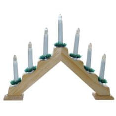 M.A.T. Group svícen vánoční el. 7 svíček,teplá BÍ,jehlan,dřev.přírodní,do zásuvky