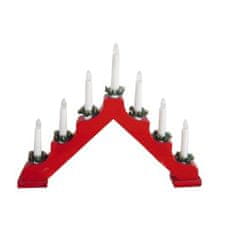 M.A.T. Group Dřevěný vánoční svícen, elektrický 7 svíček, barva červená,jehlan