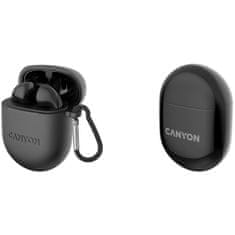 Canyon TWS-6 BT sluchátka s mikrofonem, BT V5.3 JL 6976D4, pouzdro 400mAh+30mAh až 22h, černá