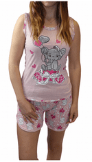 INNA Dámské pyžamo růžové krátké kalhoty slon XL