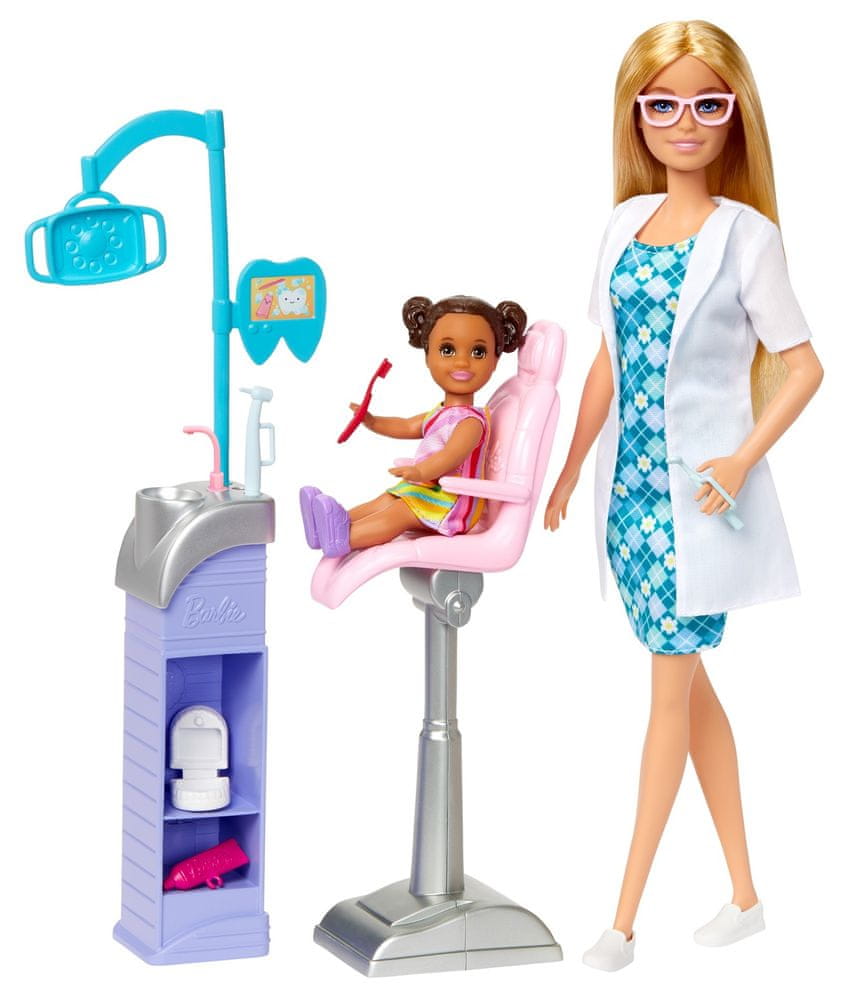 Levně Mattel Barbie Povolání herní set s panenkou - Zubařka blondýnka DHB63