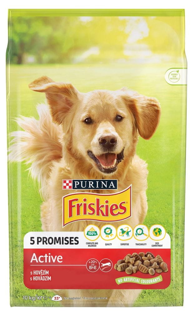 Levně Friskies dog adult ACTIVE hovězí 10 kg