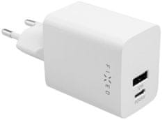 FIXED síťová nabíječka Mini s USB-C + USB-A, PD, 45W, bílá