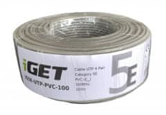 iGET Síťový kabel CAT5E UTP PVC Eca 100m/role
