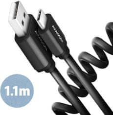 AXAGON kabel USB-A - USB-C TWISTER USB2.0, 3A, kroucený, ALU, tpe, 1.1m, černá