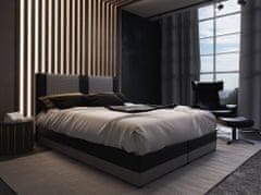 Veneti Boxspringová postel s úložným prostorem PIERROT - 140x200, šedá / černá