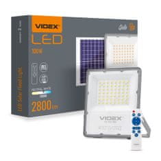 VIDEX Solárny LED reflektor 56×LED 100W 2800lm 5000K IP65 so senzorom súmraku a diaľkovým ovládaním