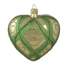 Decor By Glassor Vánoční srdce zeleno zlaté
