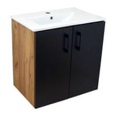 BPS-koupelny Koupelnová skříňka s keramickým umyvadlem ROSO GOB 60 - zlatý dub/černá