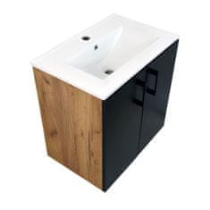 BPS-koupelny Koupelnová skříňka s keramickým umyvadlem ROSO GOB 60 - zlatý dub/černá