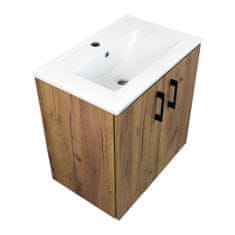 BPS-koupelny Koupelnová skříňka s keramickým umyvadlem ROSO GO 60 - zlatý dub