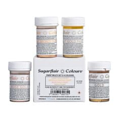 Sugarflair Colours sada metalických barev - zlaté - 4 x 20g