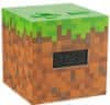 CurePink Digitální plastový budík Minecraft: Kostka (11 x 11 x 11 cm)