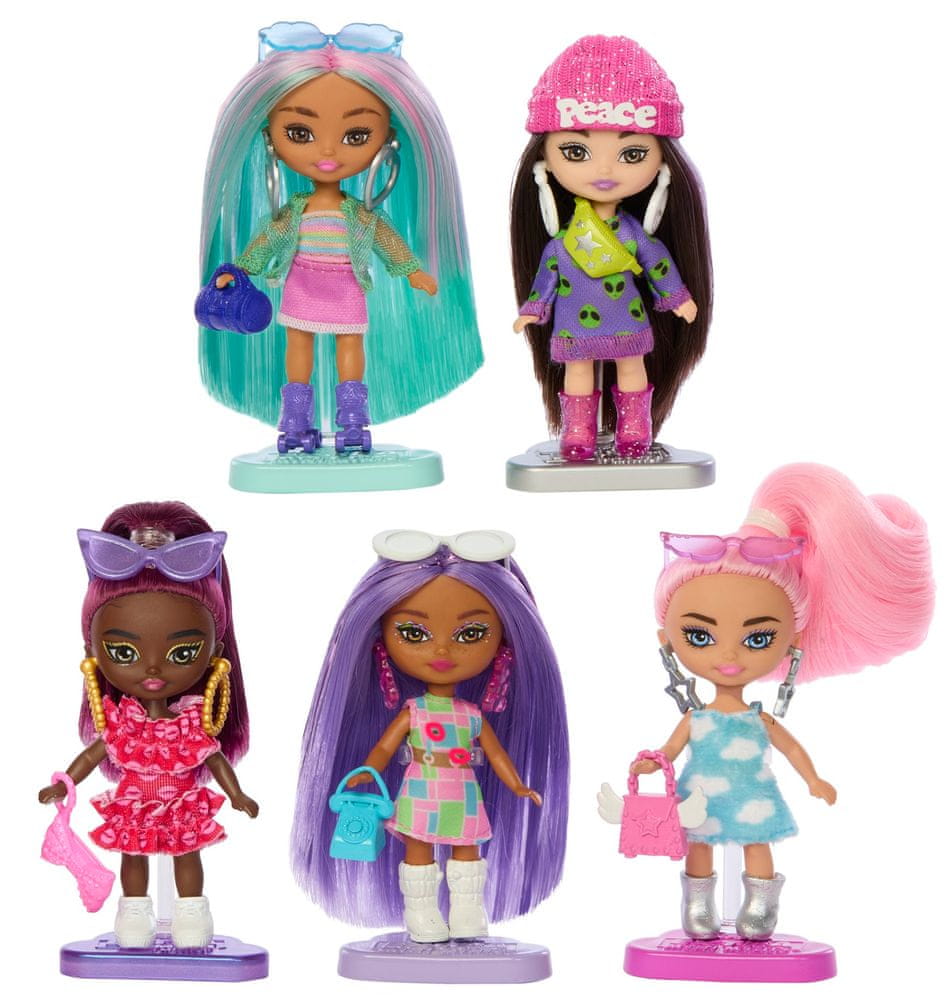 Levně Mattel Barbie Extra Mini Minis Sada 5 ks panenek HPN09