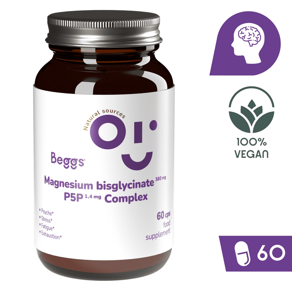 Levně Beggs Magnesium bisglycinate 380 mg + P5P COMPLEX 1,4 mg (60 kapslí)