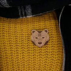 AMADEA Dřevěná brož medvědí hlava, 4,5 cm