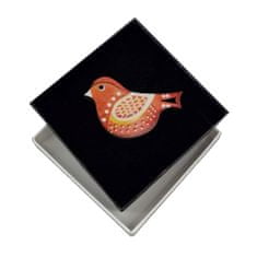 AMADEA Dřevěná brož červený ptáček, 6x4 cm