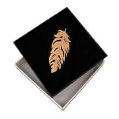 AMADEA Dřevěná brož peříčko, 6x3 cm