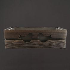 AMADEA Dřevěný obal s truhlíkem tmavý s ptáčky, 52x21,5x17cm, český výrobek