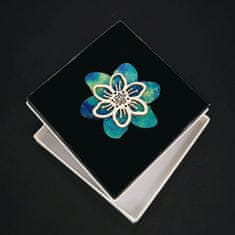 AMADEA Dřevěná brož modrý květ, 5 cm