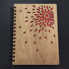 AMADEA Dřevěný zápisník A5 - květ
