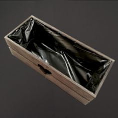 AMADEA Dřevěný truhlík se srdíčkem tmavý, uvnitř s černou fólií, 52x21,5x17cm, český výrobek