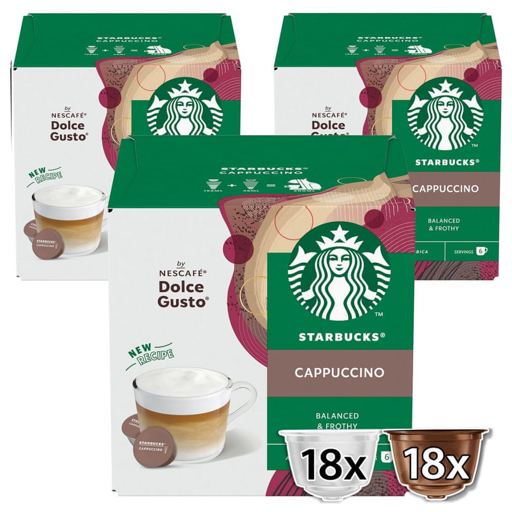 Levně Starbucks kávové kapsle Cappuccino by Nescafé® Dolce Gusto®, 3 balení