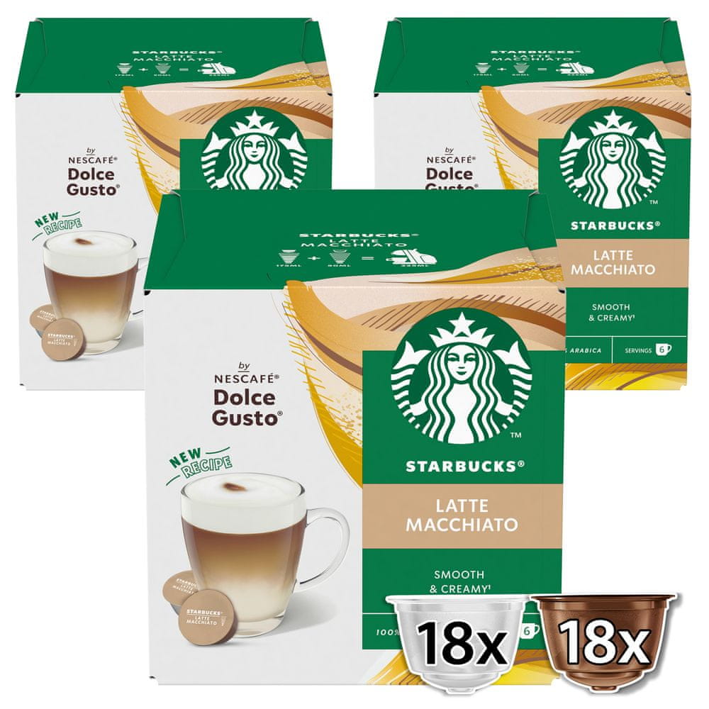 Levně Starbucks kávové kapsle Latte Macchiato by Nescafé® Dolce Gusto®, 3 balení