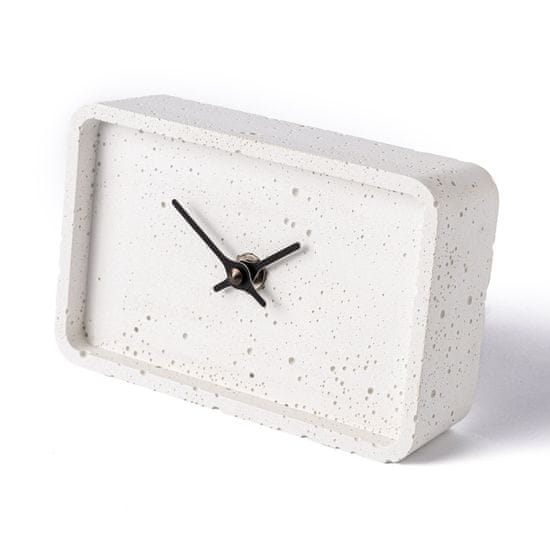 Clockies Stolní betonové hodiny obdélníkové - bílé