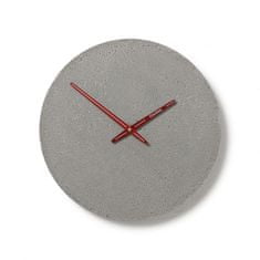 Clockies Betonové hodiny 30 cm - šedé/červené s gravírováním